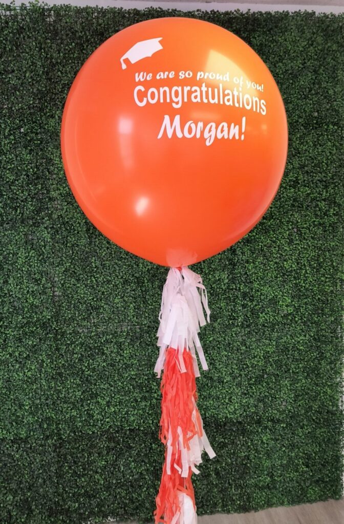 Jumbo balloon with custom print for Knoxville Graduation